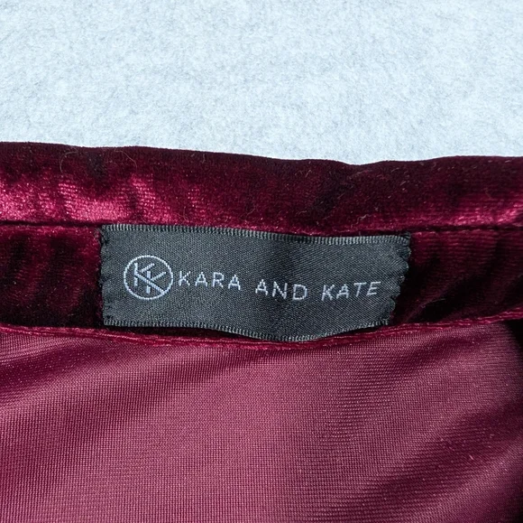 Kara and Kate Velvet Burgundy Button Down Small Shirt - Picture 5 of 10
